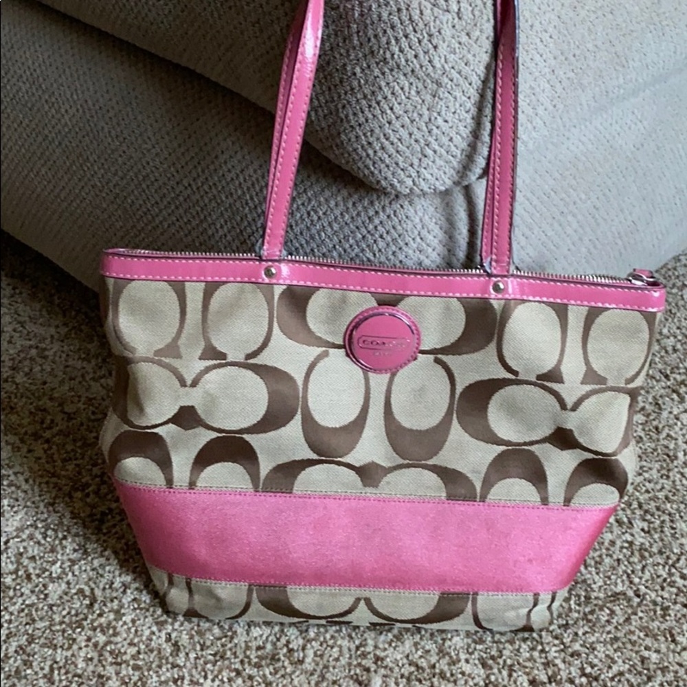 Pink and Brown Coach Purse